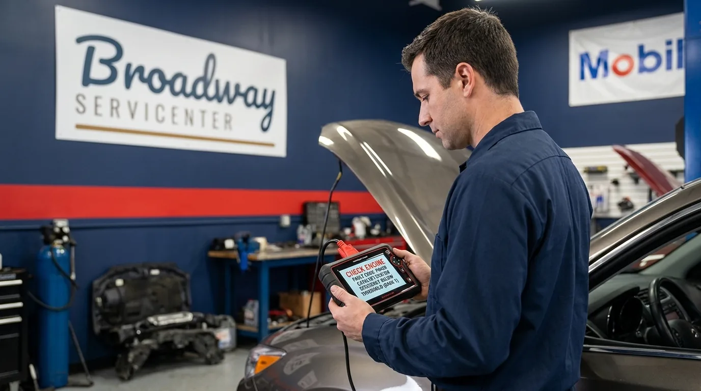 Check engine light diagnostic scan at Broadway Servicenter in Garden City, NY