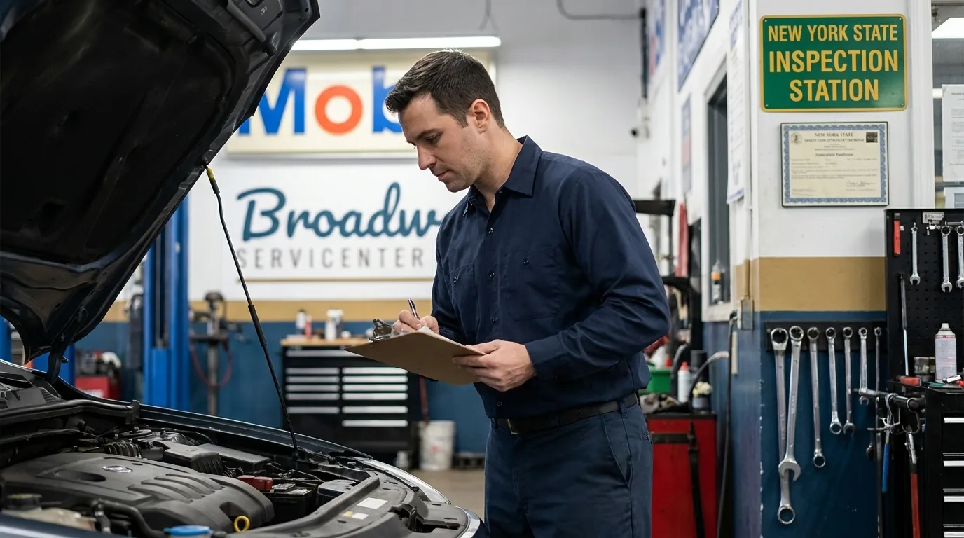 NYS inspection checklist at Broadway Servicenter in Garden City, NY