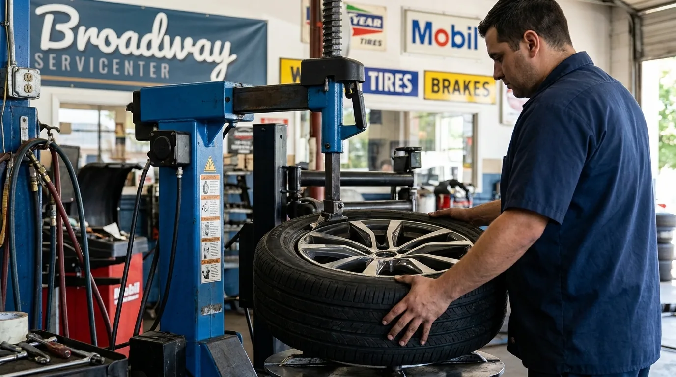 Computerized wheel alignment service at Broadway Servicenter in Garden City, NY