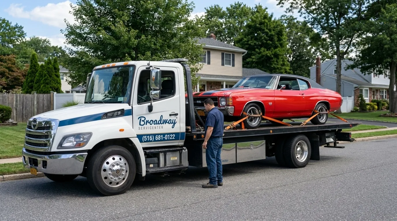 Tow truck service on Long Island near Broadway Servicenter Garden City, NY